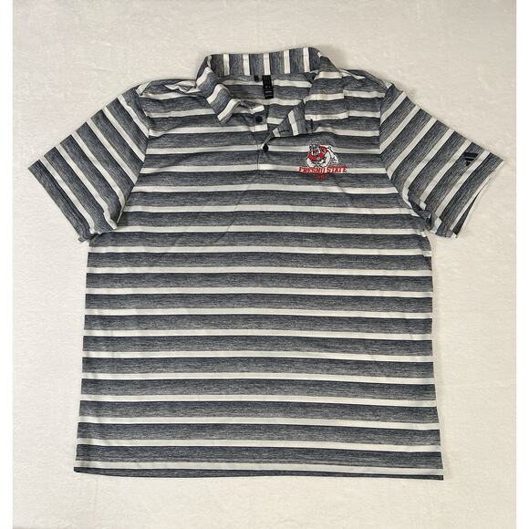 Fresno State Bulldogs Golf Polo Size XL Striped Adidas Embroidered Short Sleeve - Picture 1 of 6